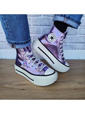 Converse Chuck Taylor All Star Lift Double Stack Purple 10.5 Women Shoes A15163C